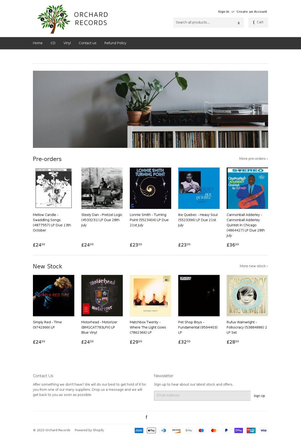 orchardrecords.com shopify website screenshot