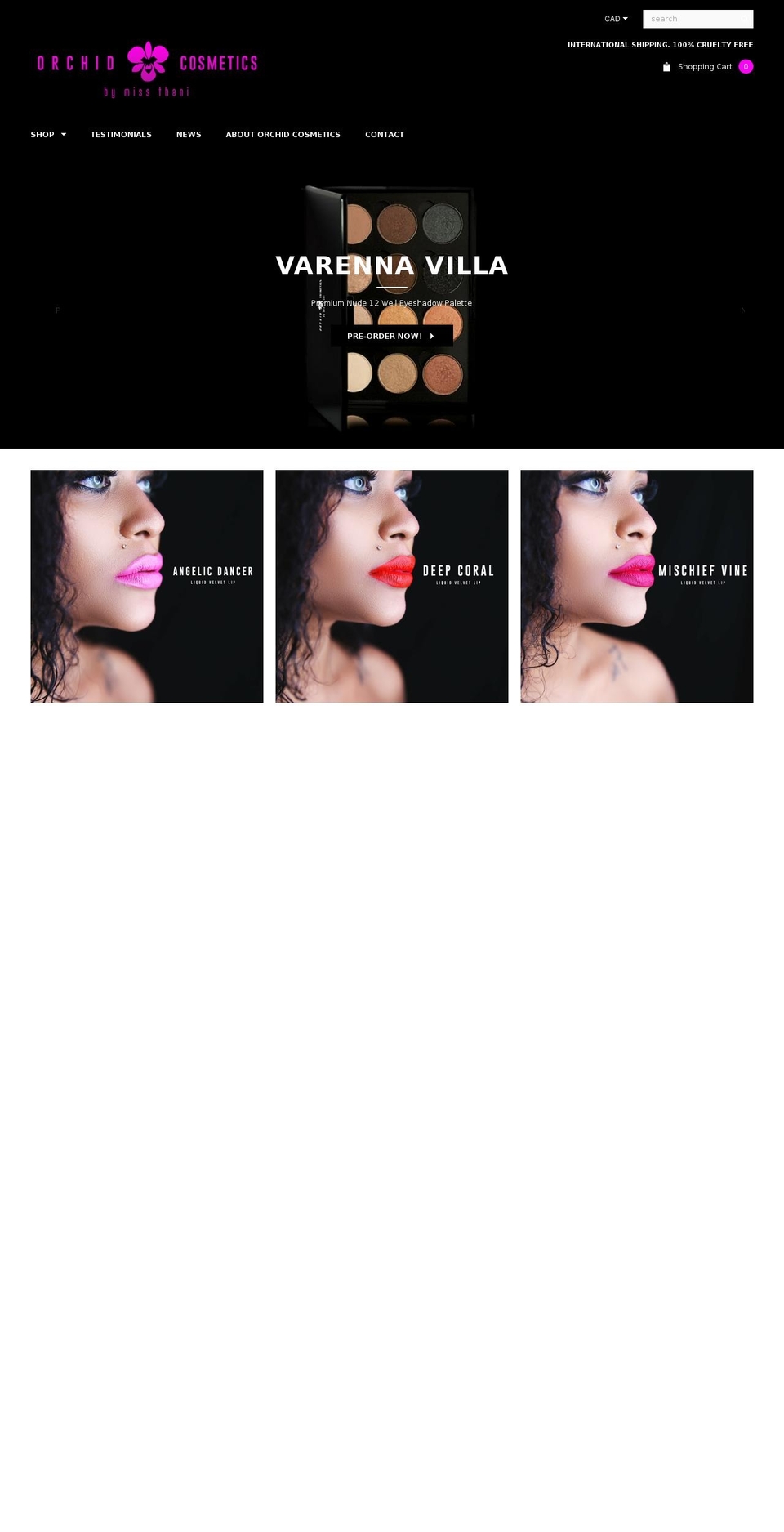 orchidcosmetics.com shopify website screenshot