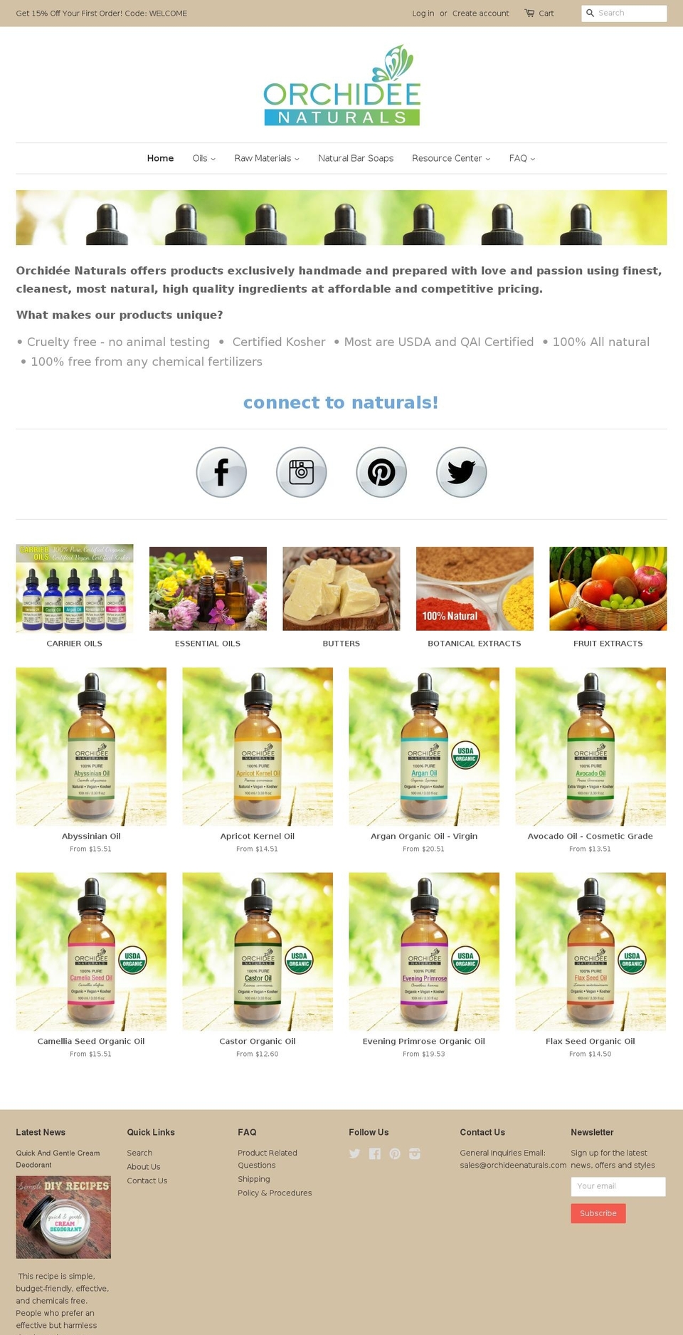 orchideenaturals.com shopify website screenshot
