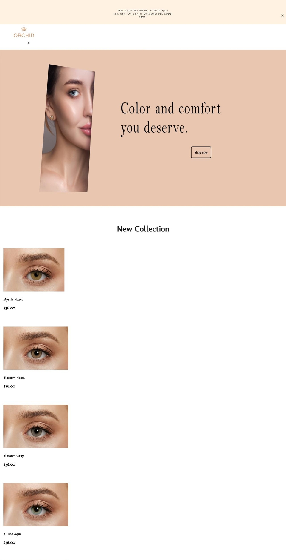 orchidlens.com shopify website screenshot