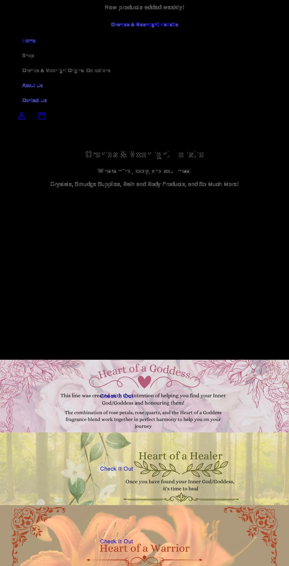 orchidsandmoonlightholistic.ca shopify website screenshot