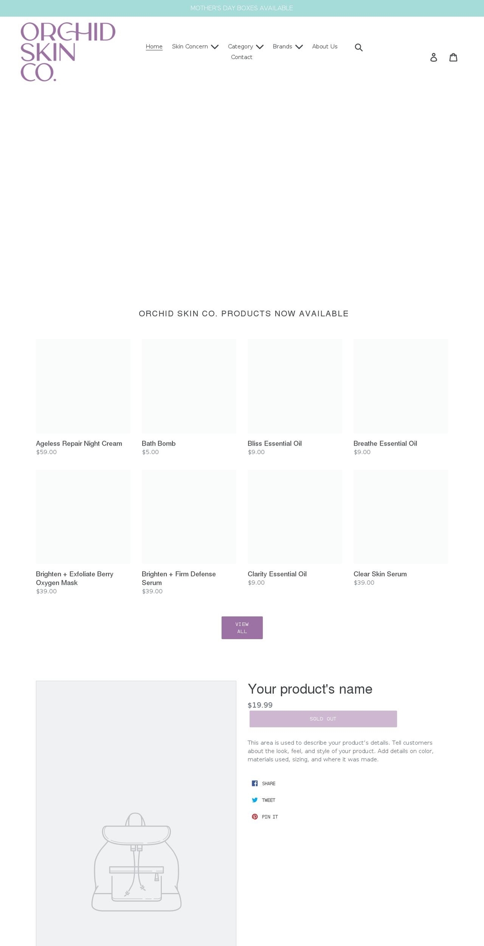 orchidskinstore.com shopify website screenshot