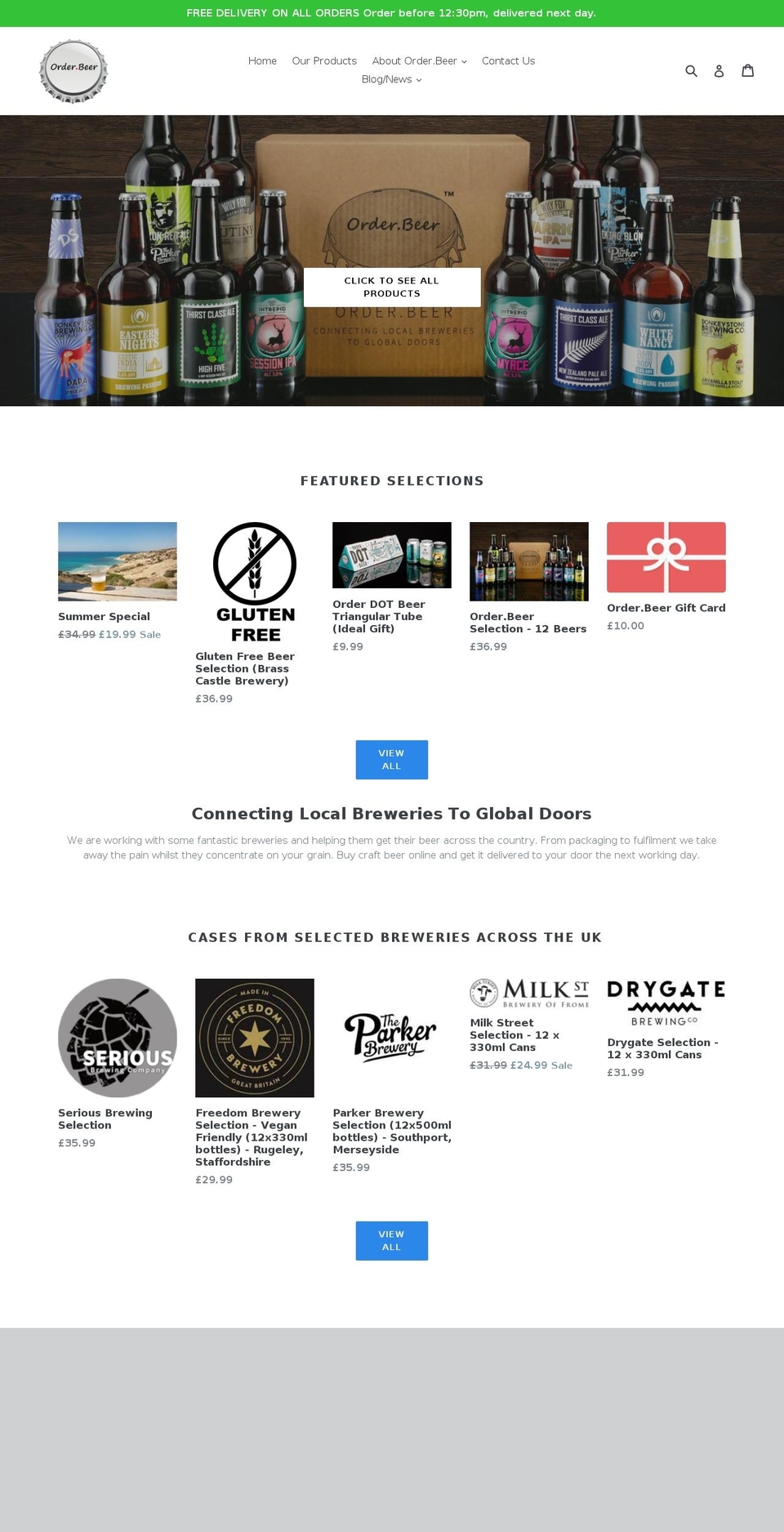 order.beer shopify website screenshot