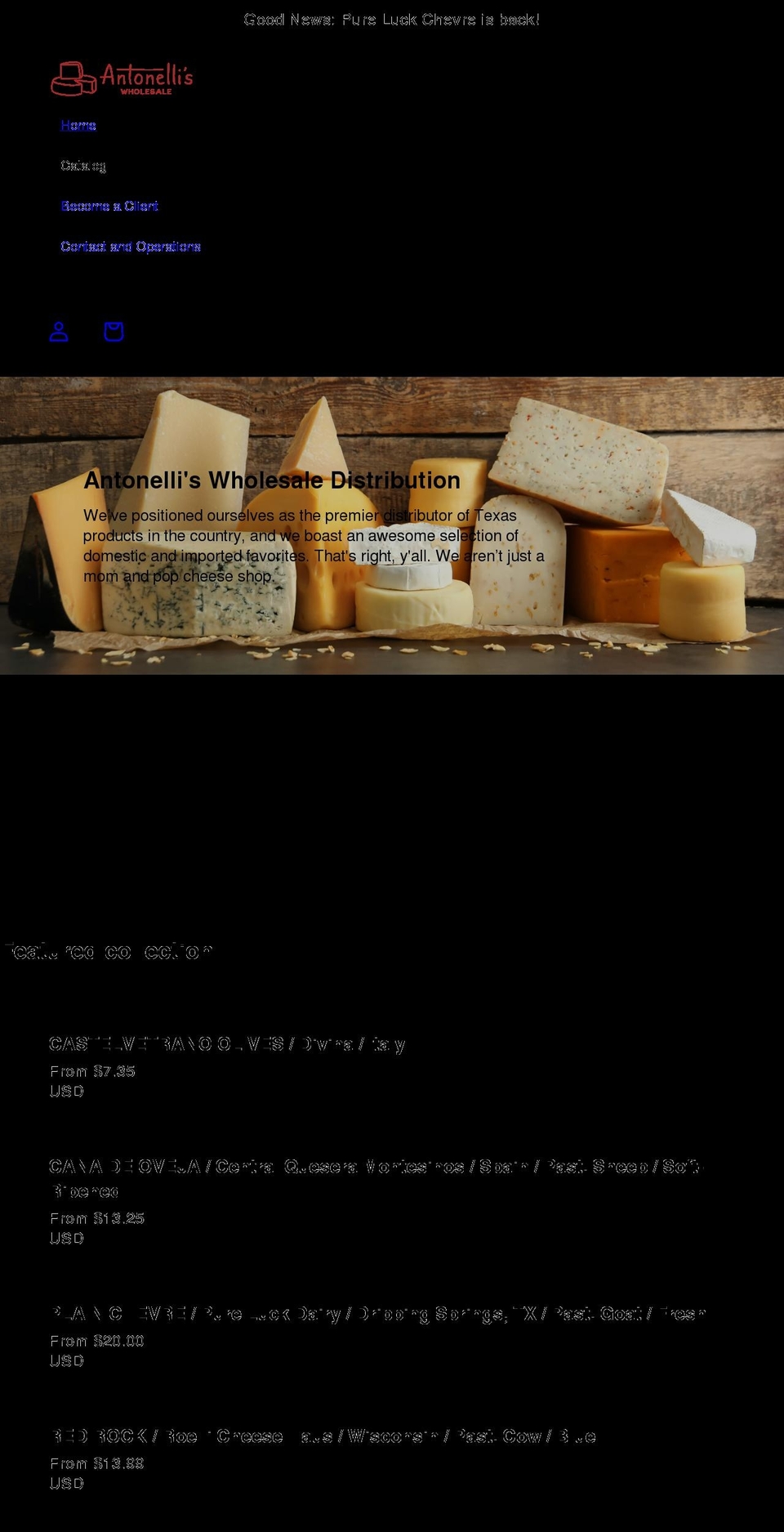 orderantonellis.com shopify website screenshot