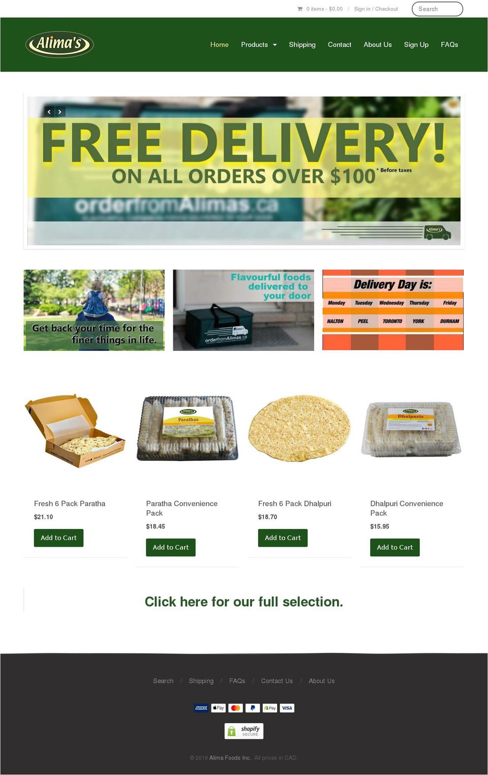 orderfromalimas.ca shopify website screenshot