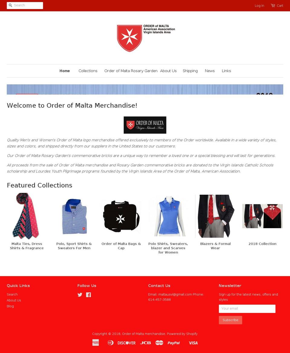 orderofmaltamerchandise.com — Shopify storefront screenshot