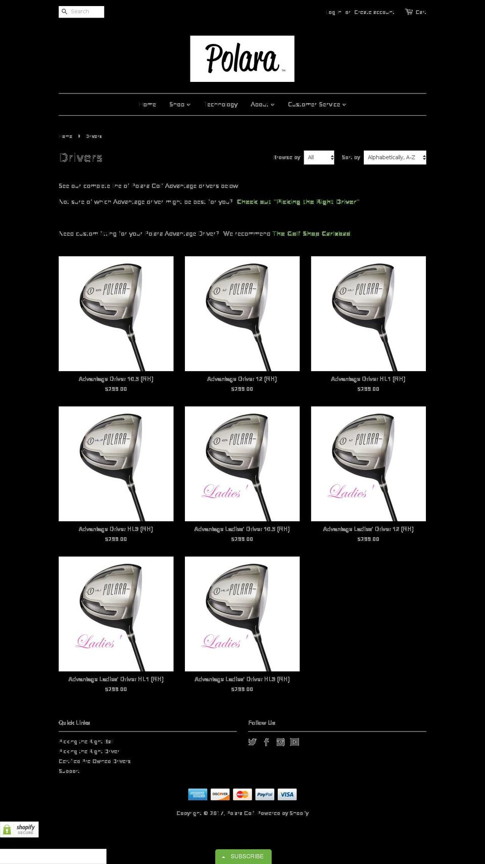 orderpolaradriver.com shopify website screenshot