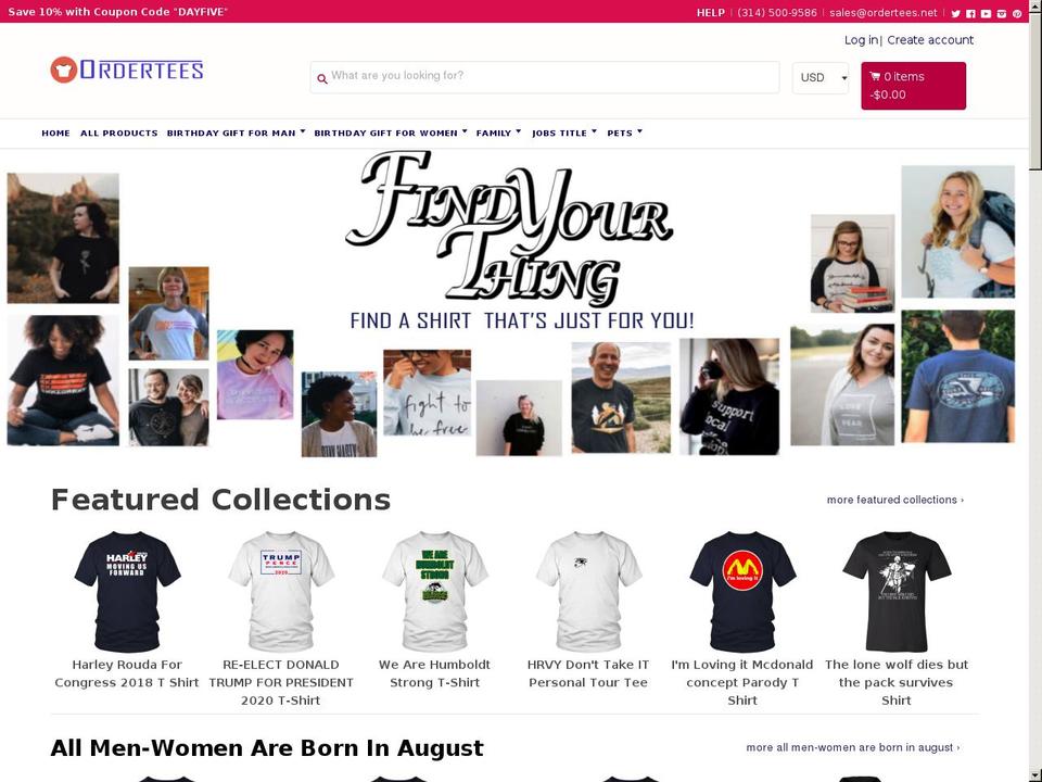 ordertees.net shopify website screenshot