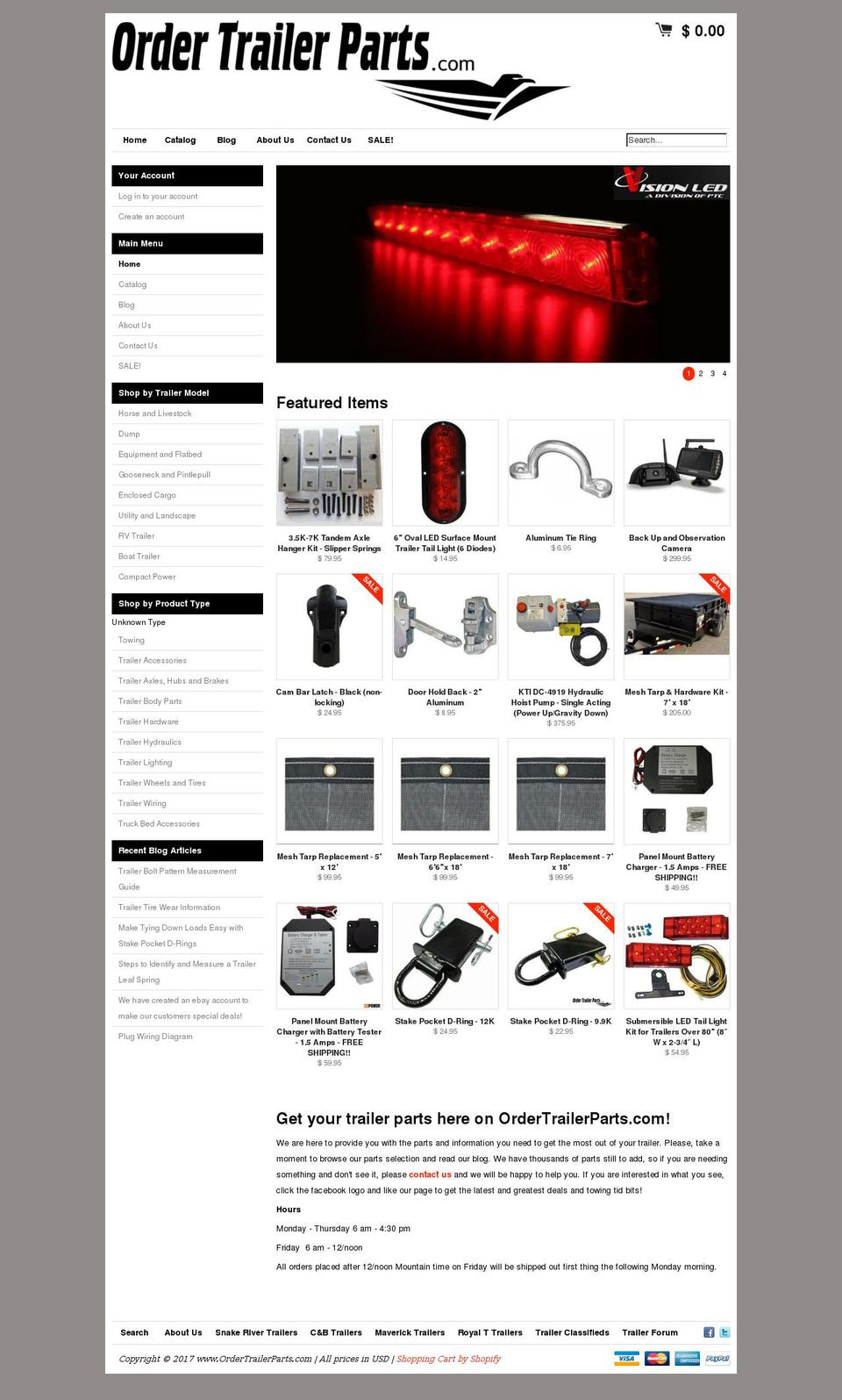 ordertrailerparts.com shopify website screenshot