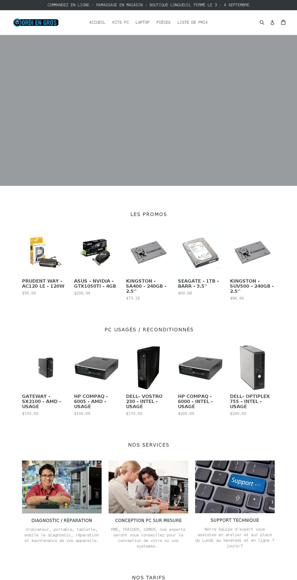 ordiengros.com — Shopify storefront screenshot