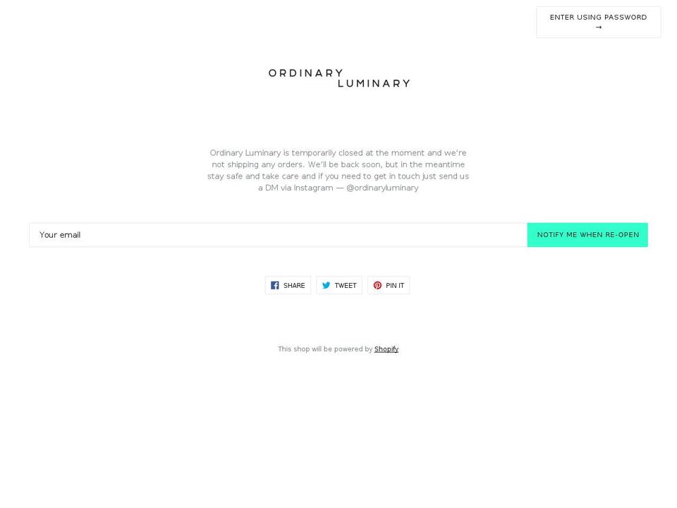ordinaryluminary.com — Shopify storefront screenshot