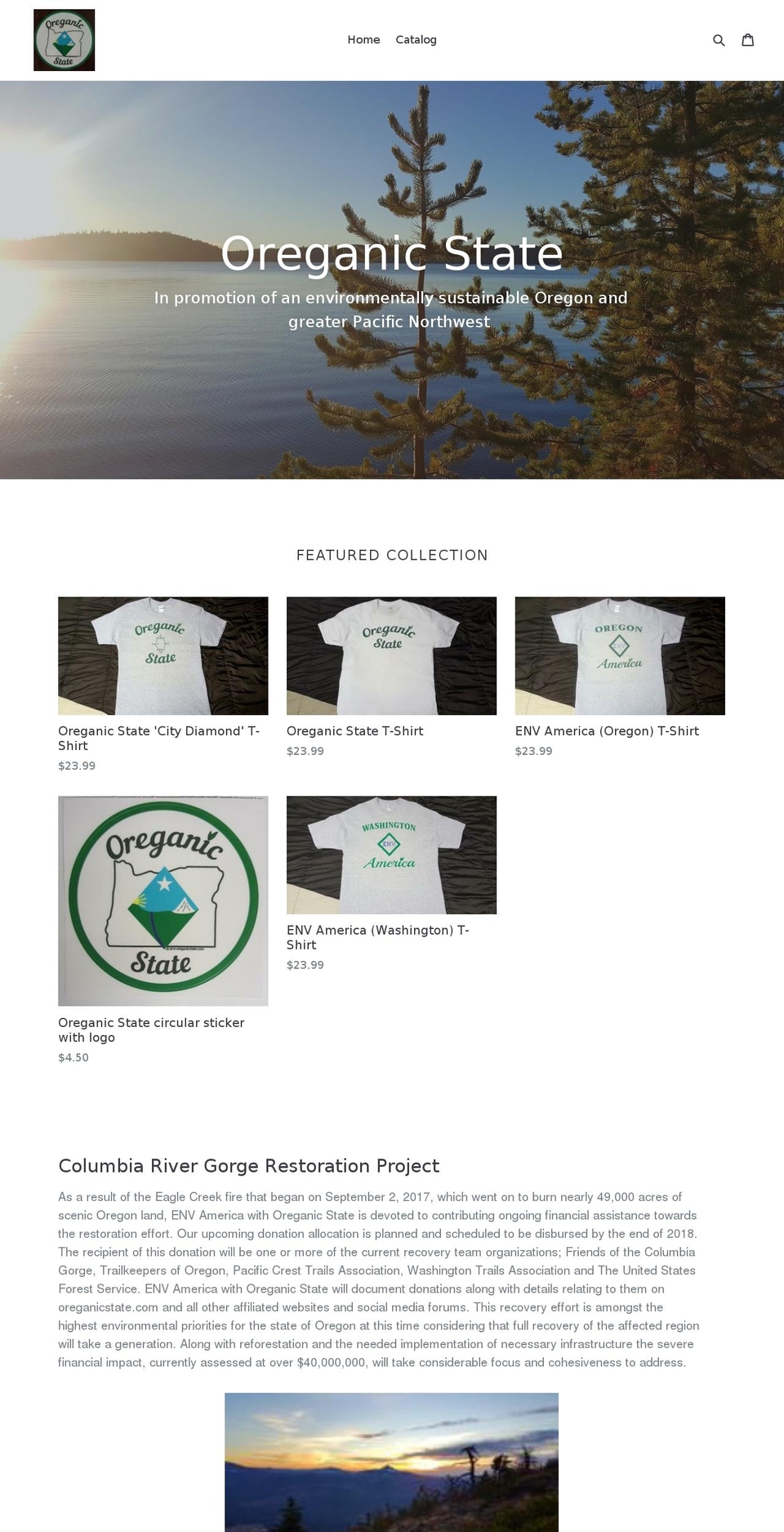 oreganicstate.com — Shopify storefront screenshot