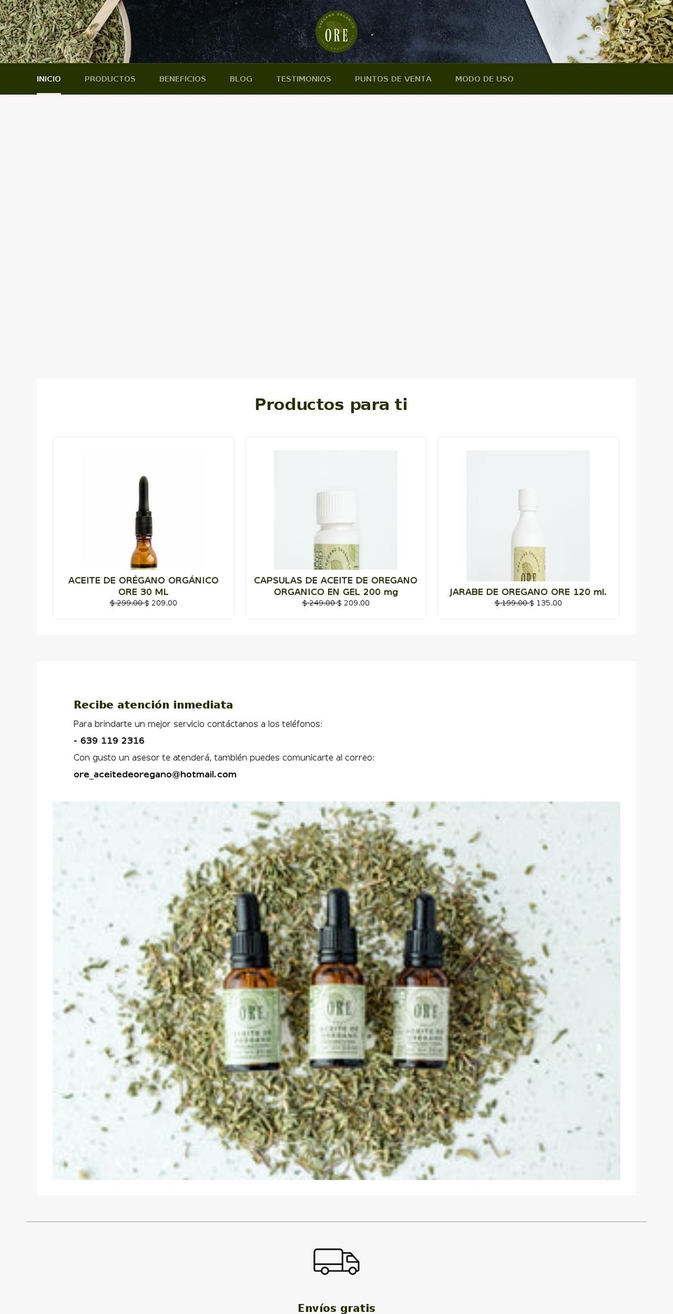 oreganoorganico.com shopify website screenshot