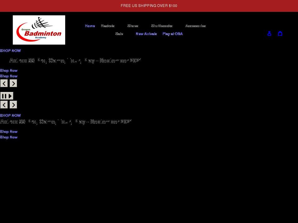 oregonbadminton.com shopify website screenshot