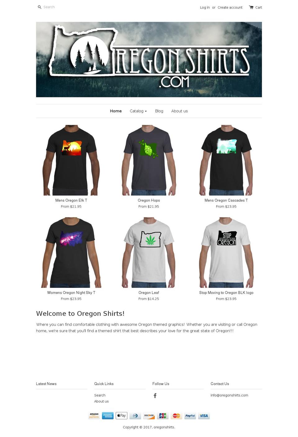 oregonshirts.com shopify website screenshot