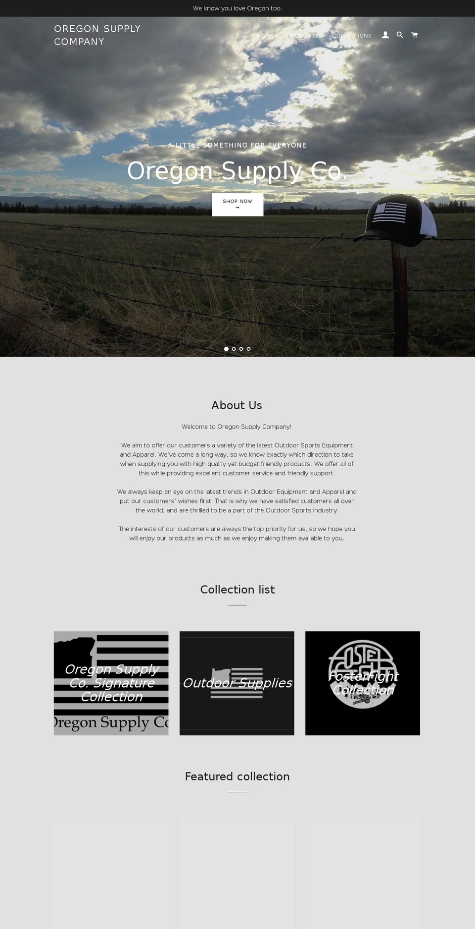 oregonsupplycompany.com — Shopify storefront screenshot