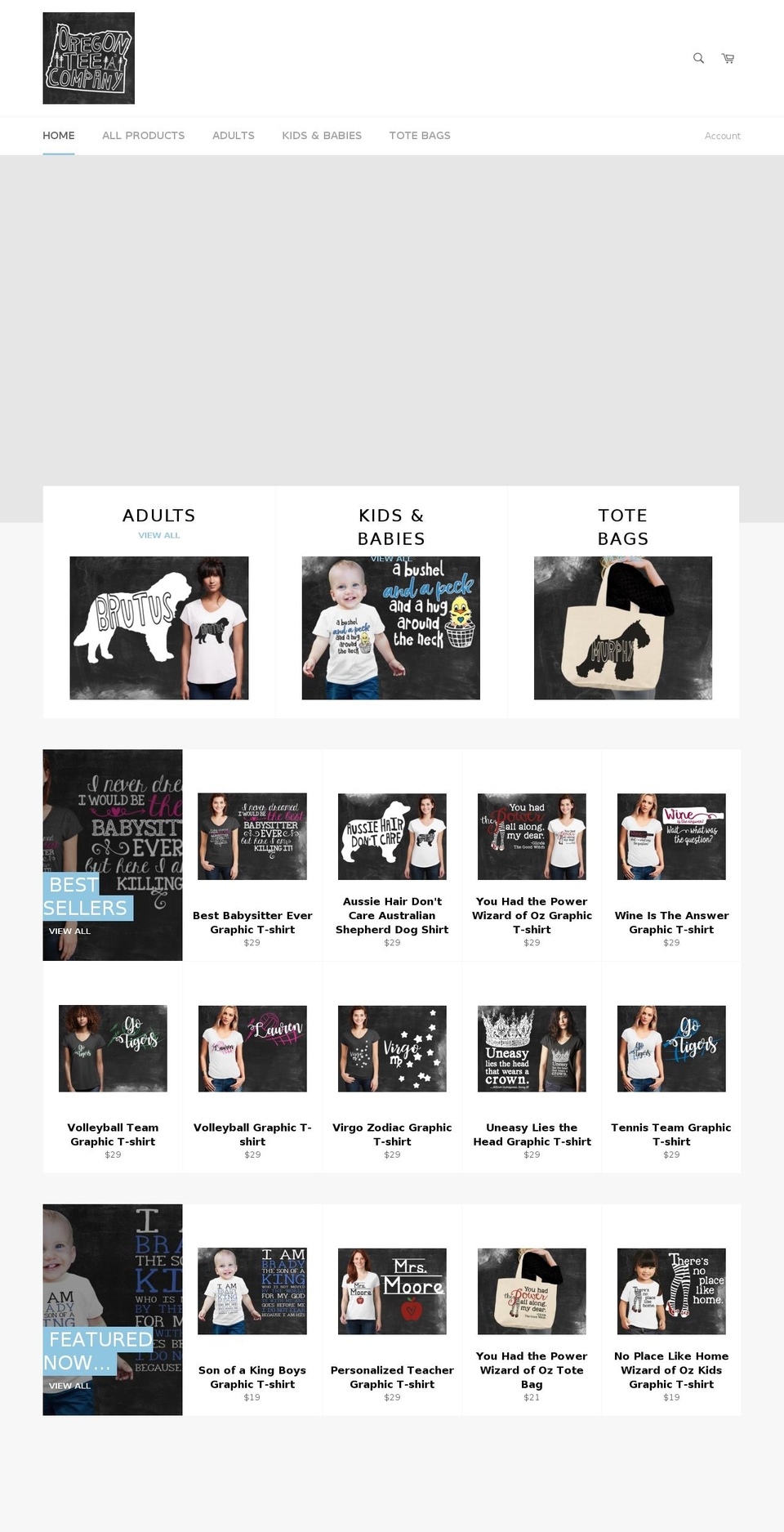 oregonteecompany.com — Shopify storefront screenshot