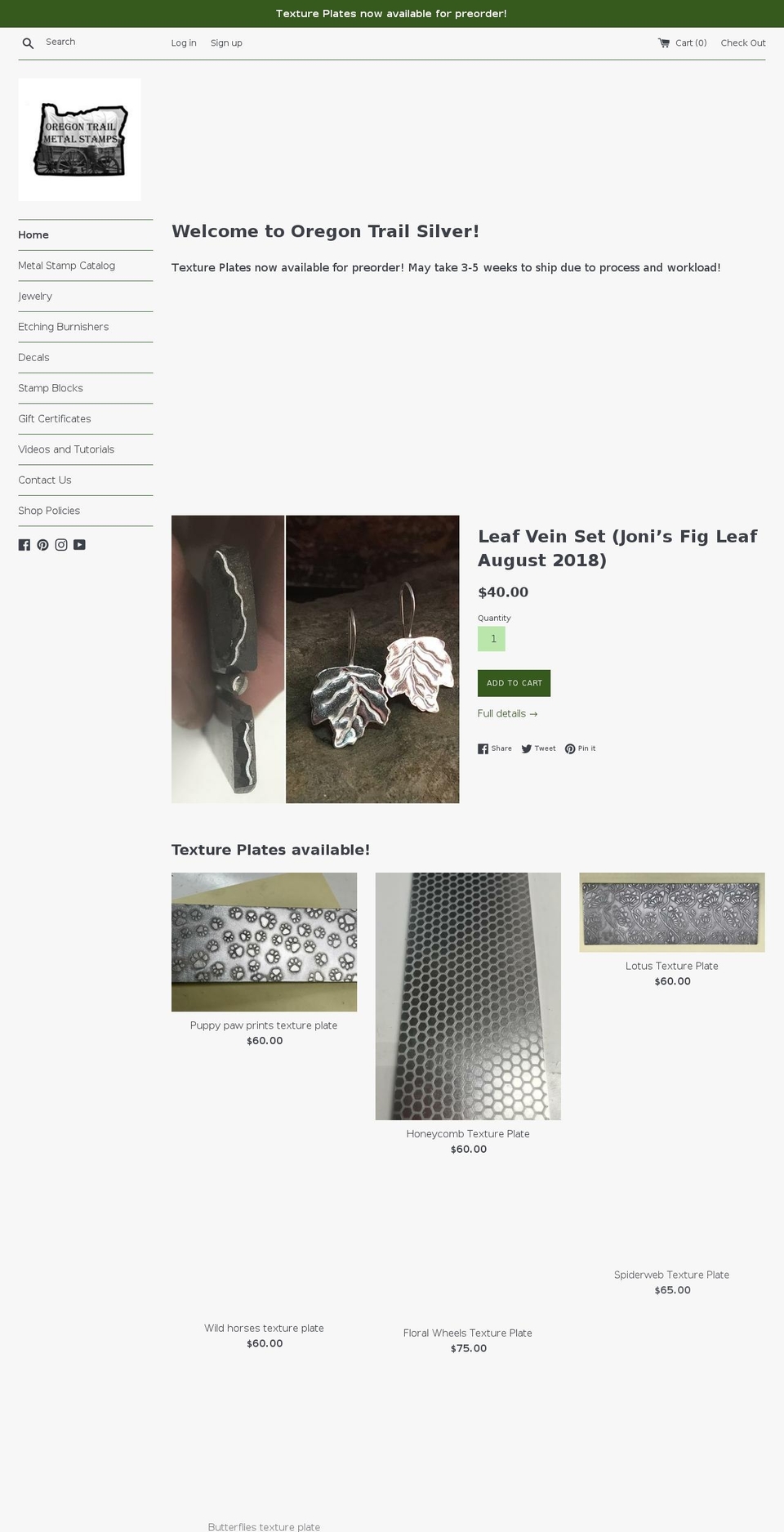 oregontrailsilver.com shopify website screenshot