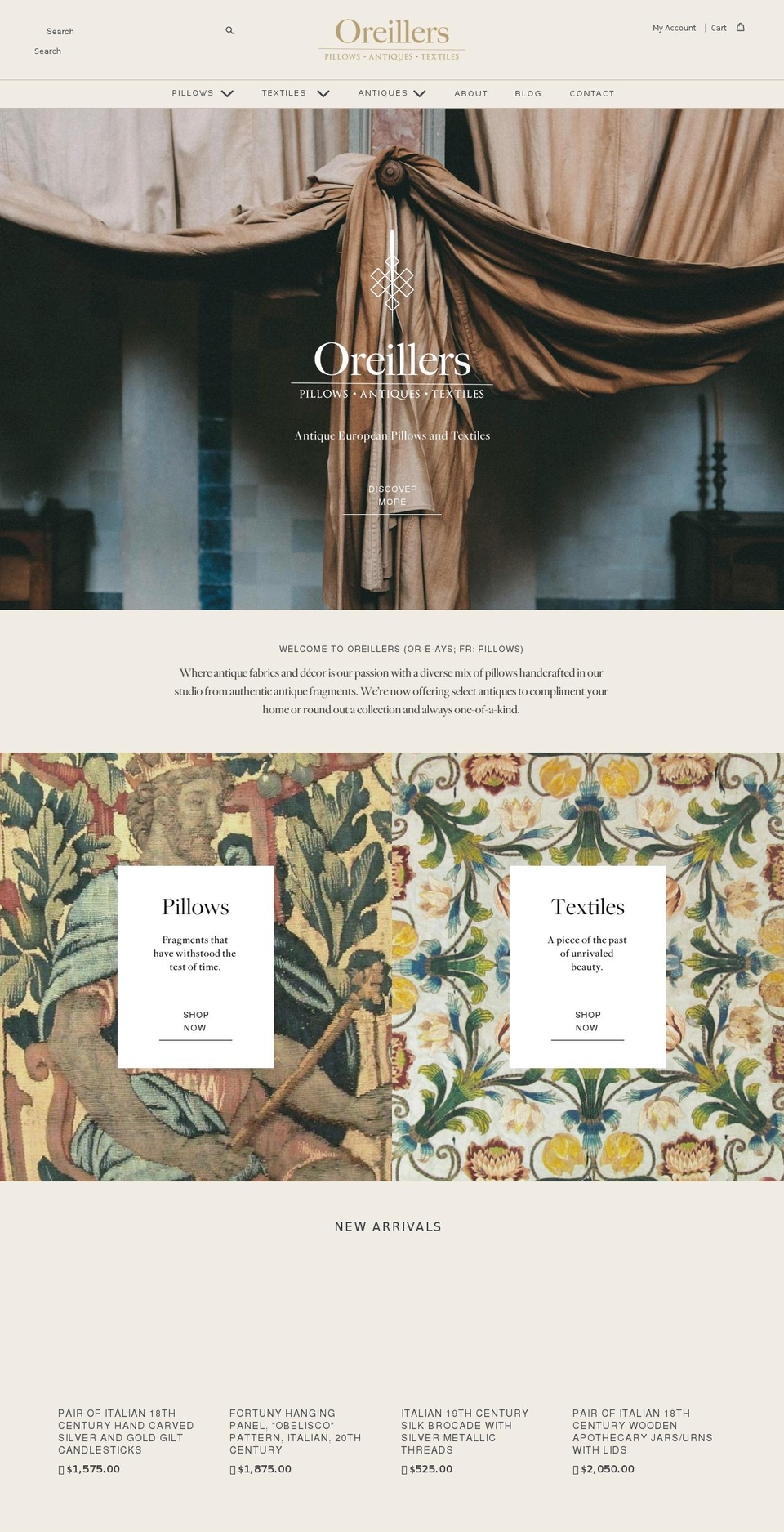 oreillers.com shopify website screenshot