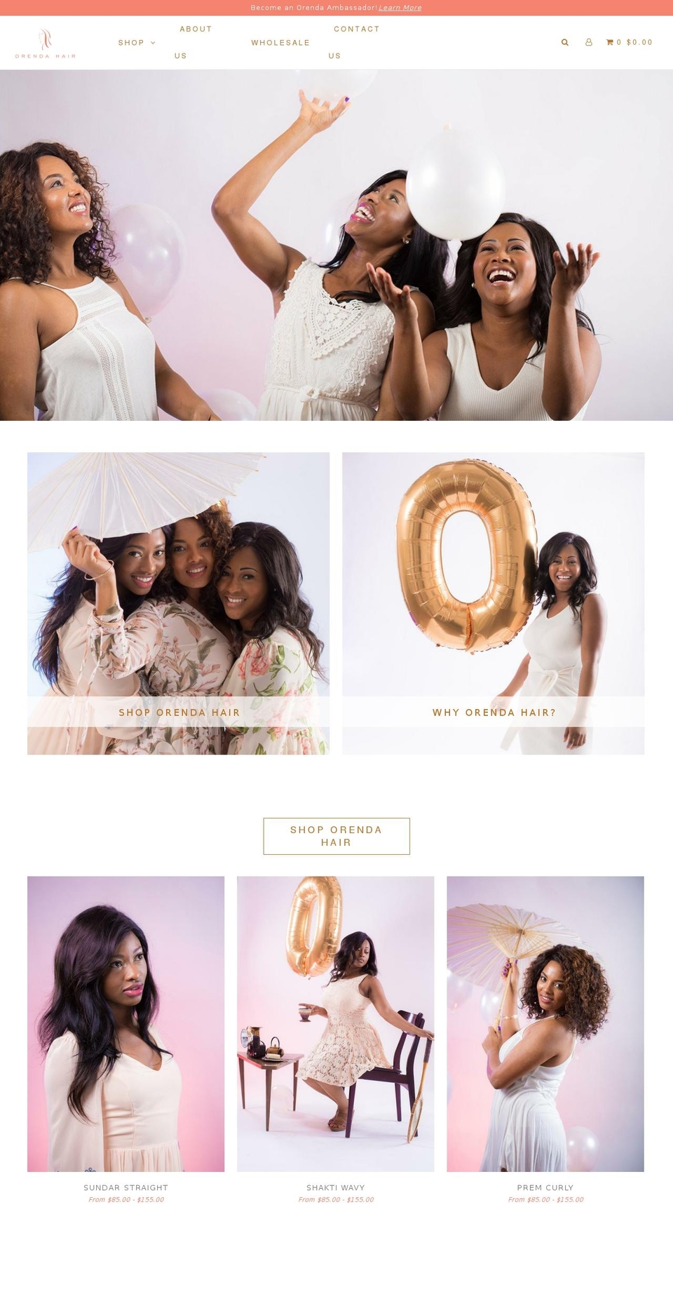 orendahair.com — Shopify storefront screenshot