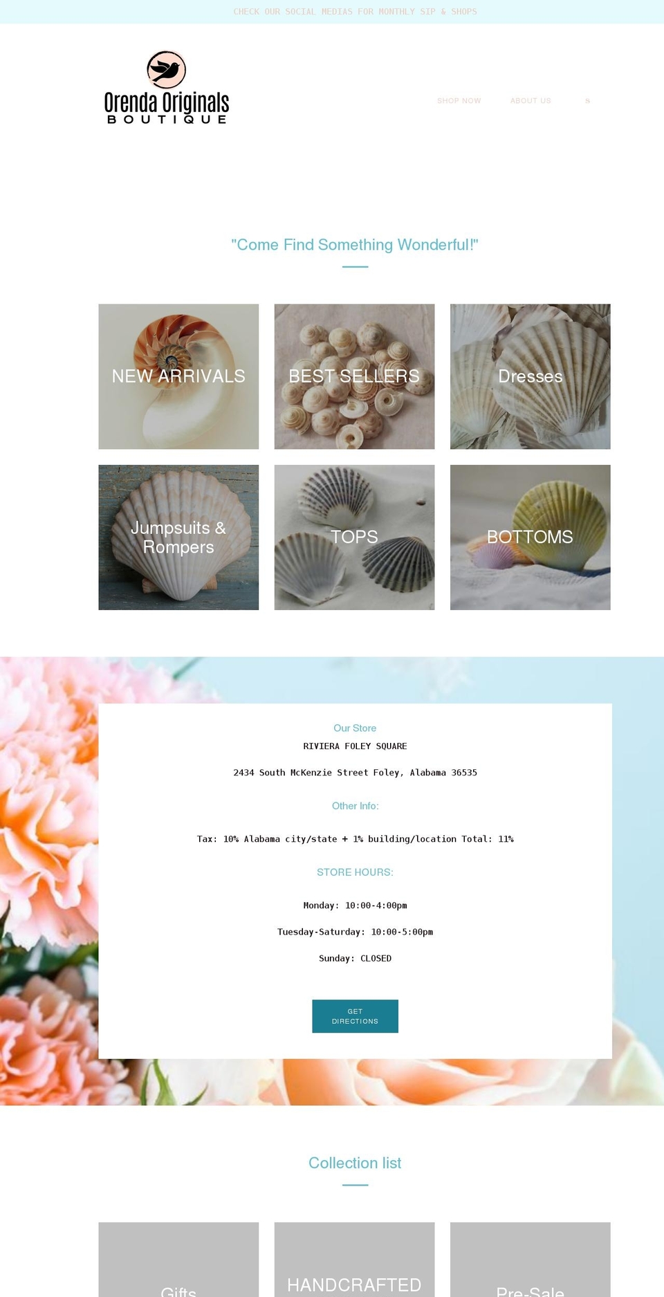 orendaoriginalsboutique.com shopify website screenshot
