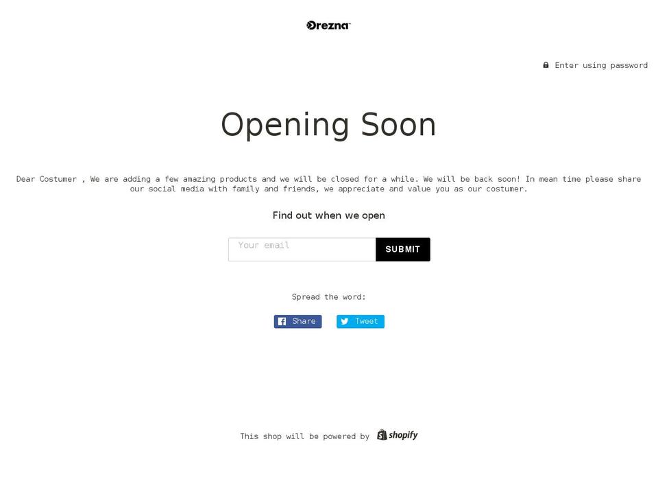 orezna.com shopify website screenshot