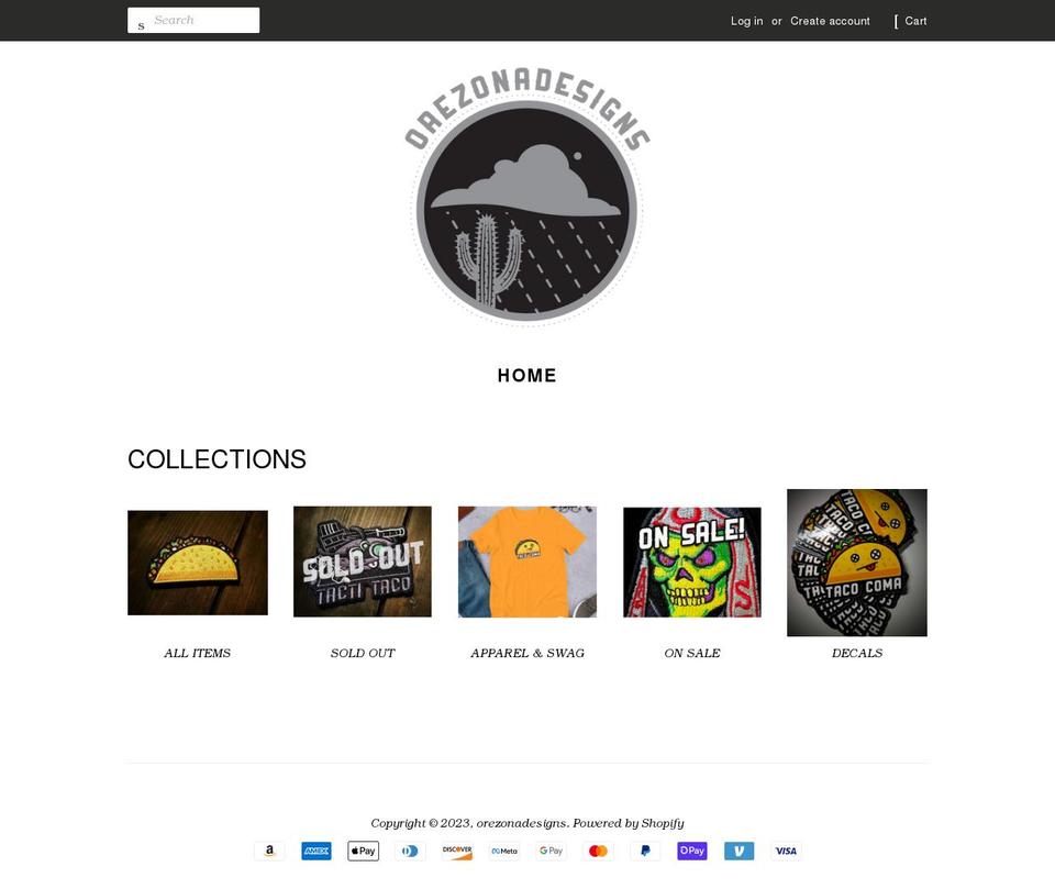 orezonadesigns.com shopify website screenshot