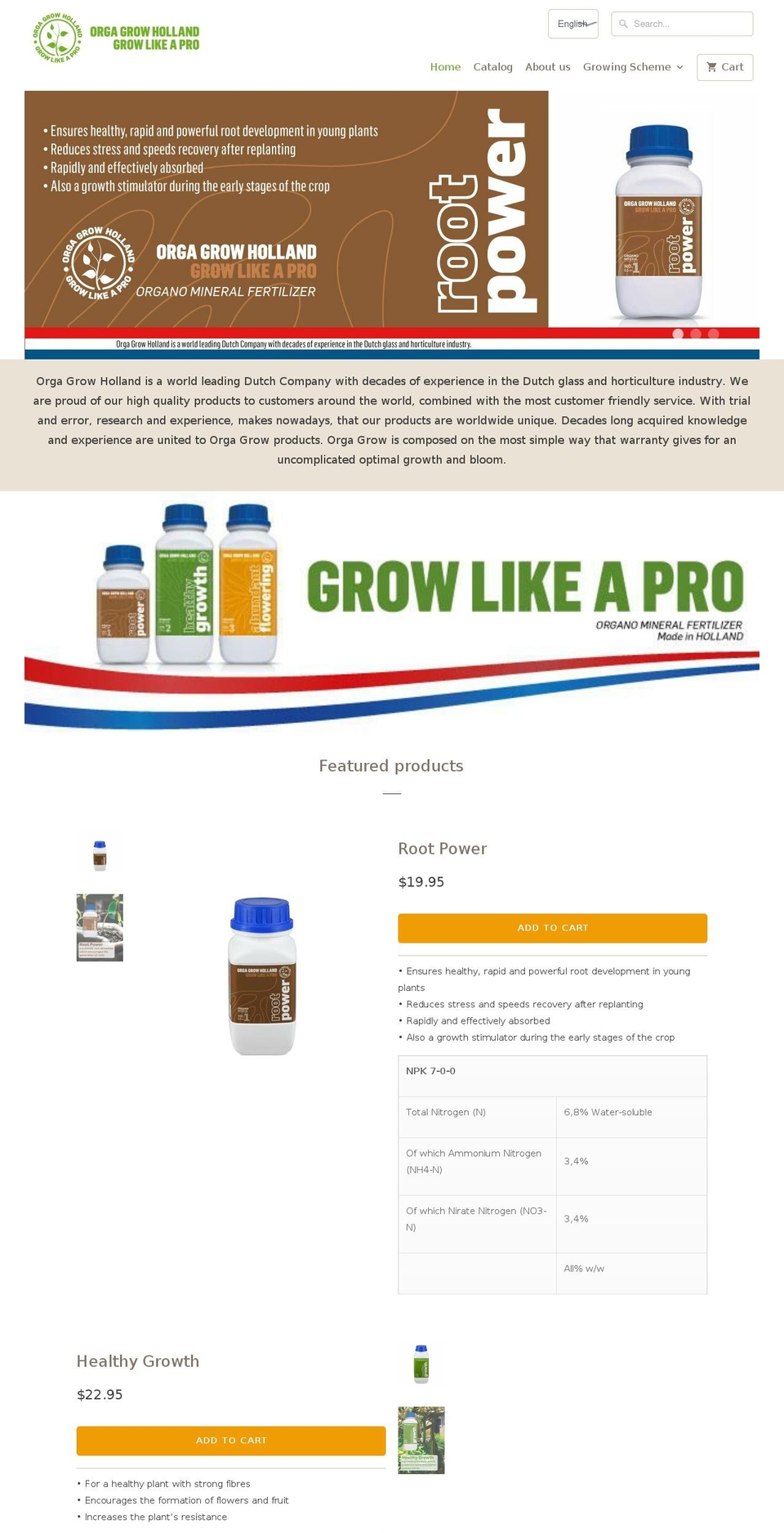 orgagrowholland.com — Shopify storefront screenshot