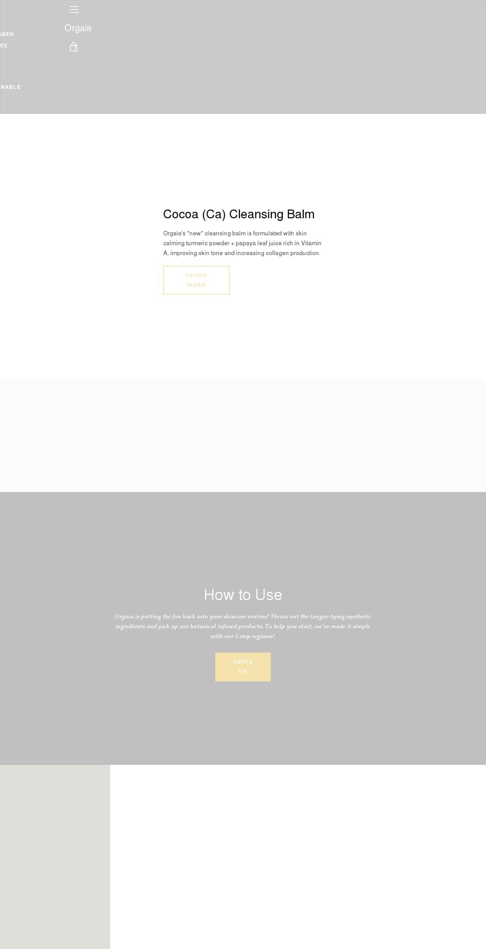 orgaiabeauty.com shopify website screenshot