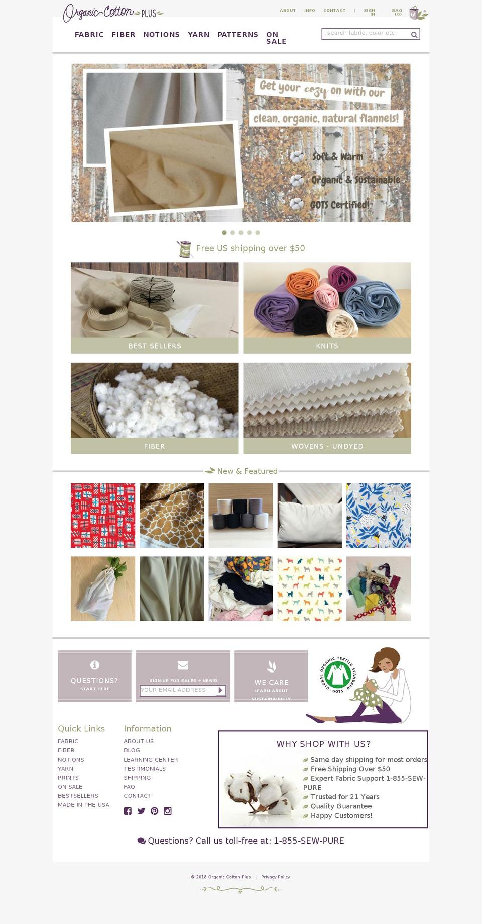 organic-cotton.com — Shopify storefront screenshot