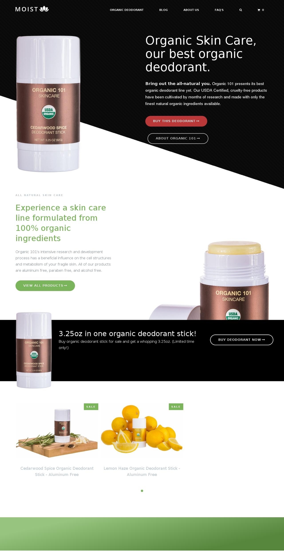 organic101.com shopify website screenshot