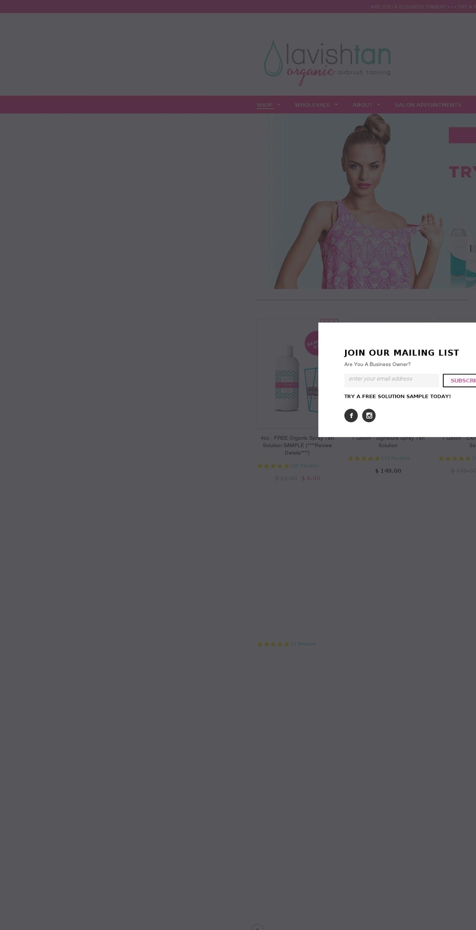 organicairbrushtanningproducts.com — Shopify storefront screenshot