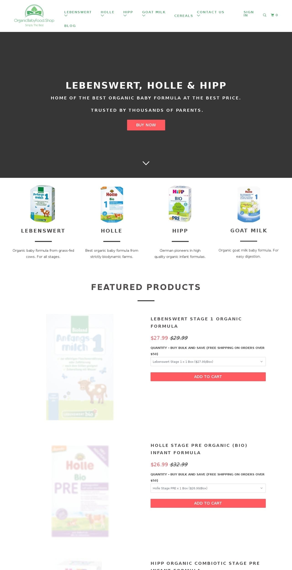 organicbabyfood.shop shopify website screenshot