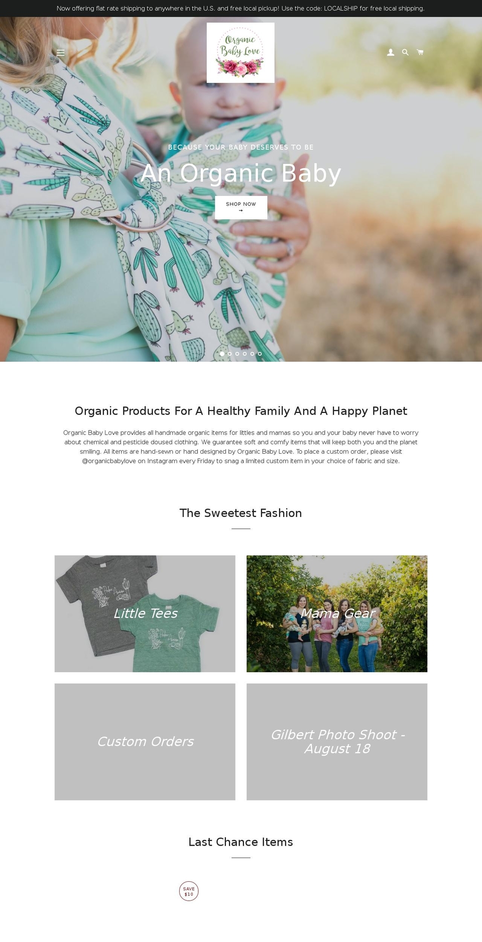 organicbabylovellc.com — Shopify storefront screenshot
