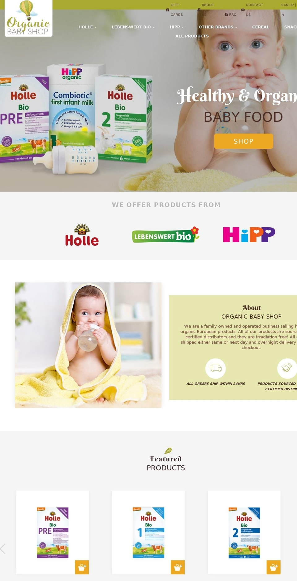 organicbabyshop.com shopify website screenshot