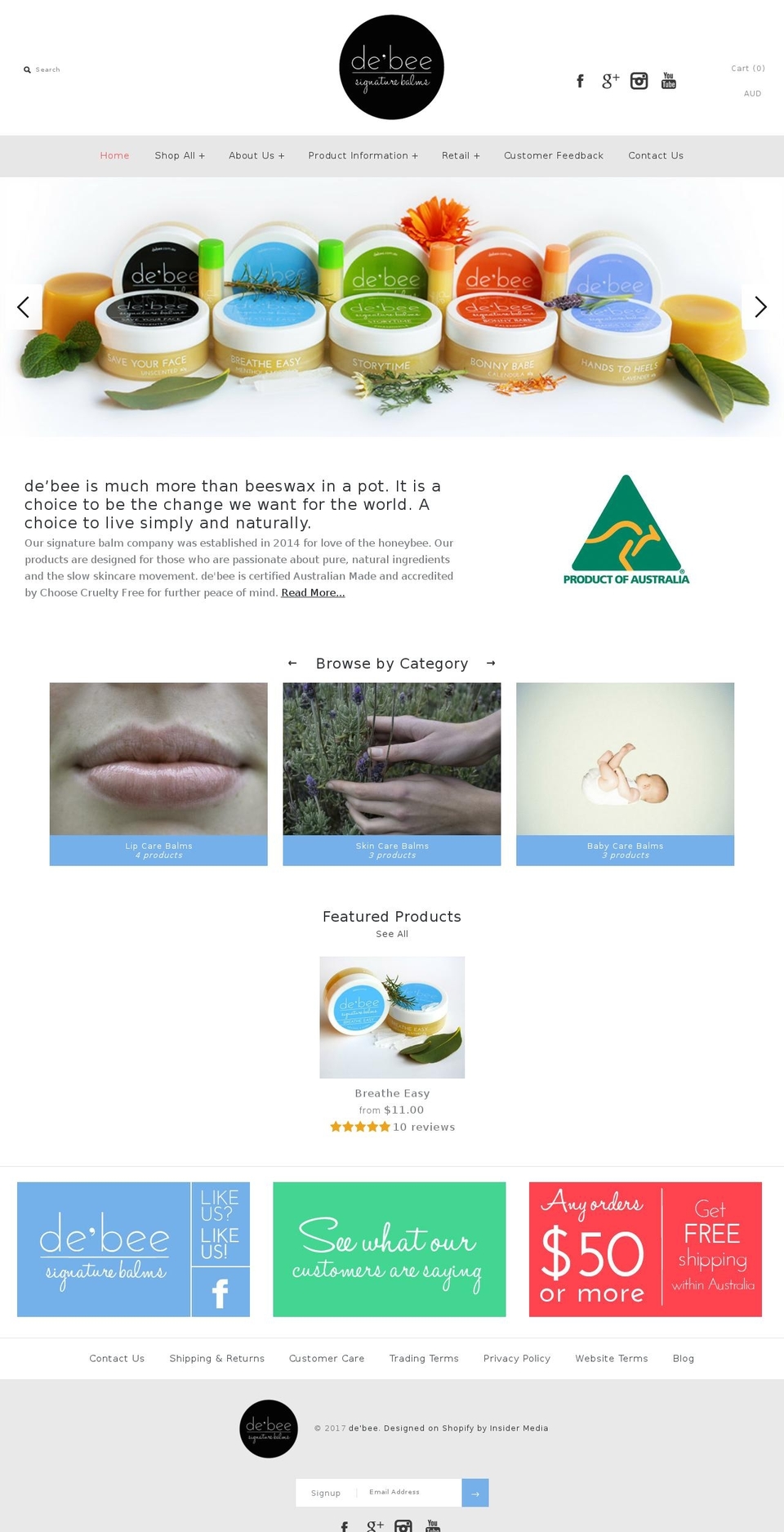 organicbeautyproducts.com.au shopify website screenshot