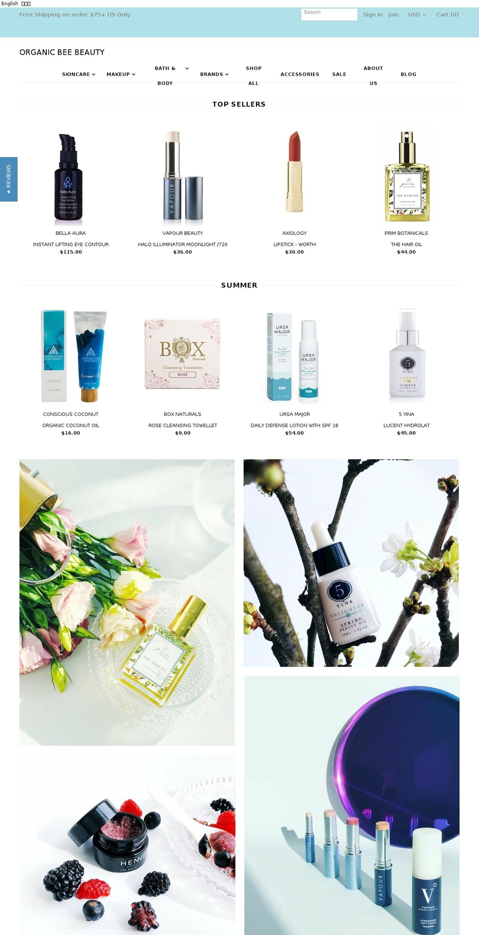 organicbee-beauty.com — Shopify storefront screenshot