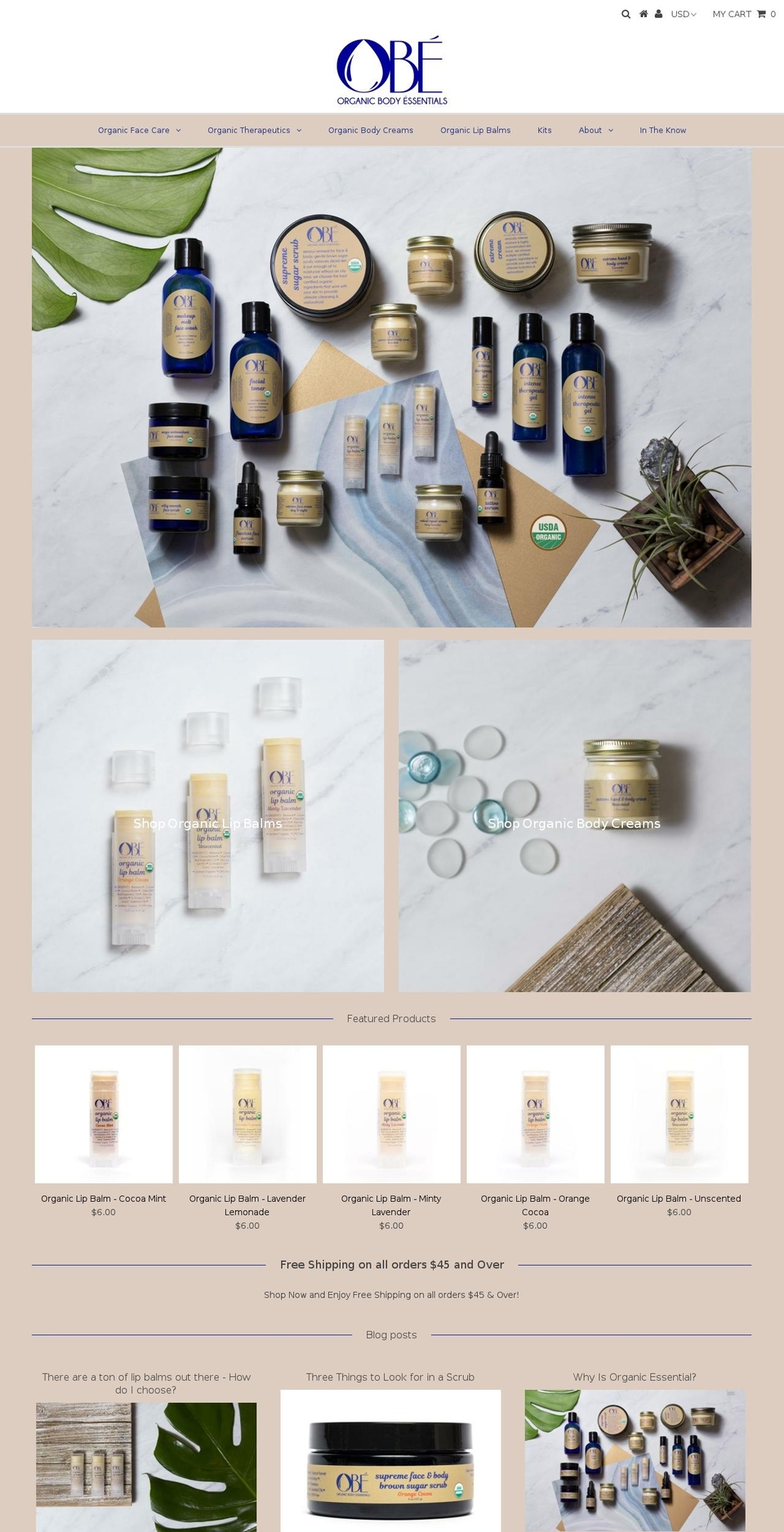 organicbodyessentials.com shopify website screenshot
