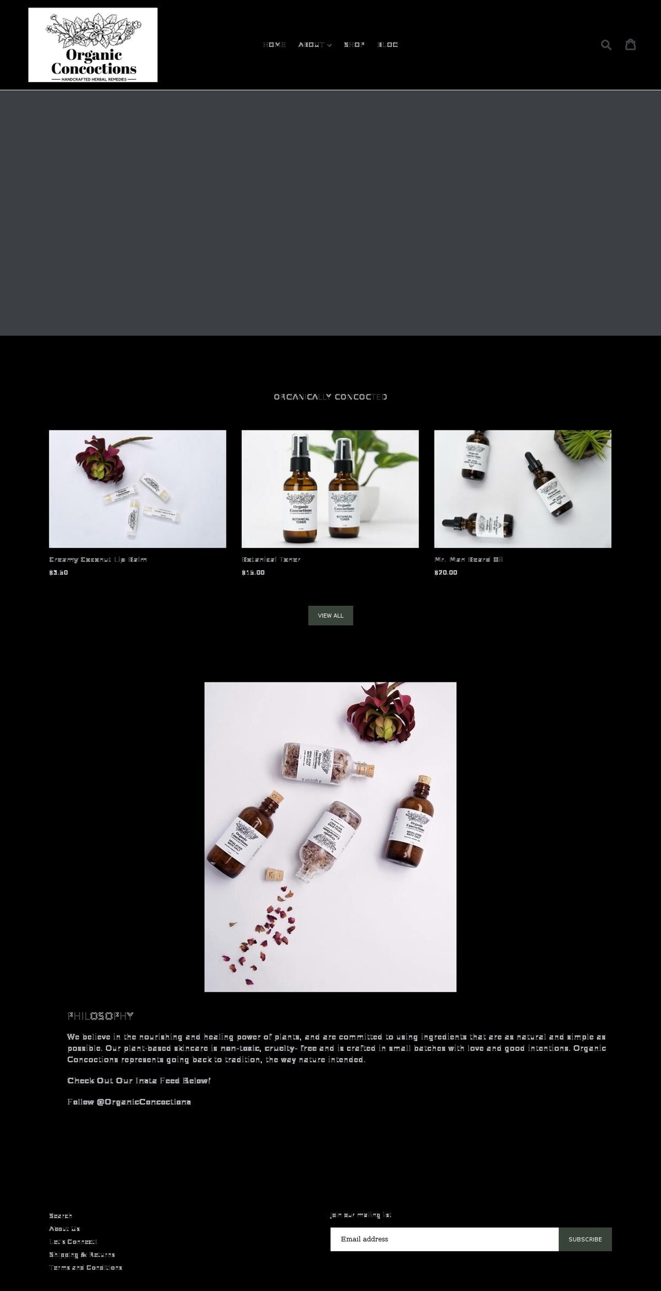 organicconcoctions.com — Shopify storefront screenshot