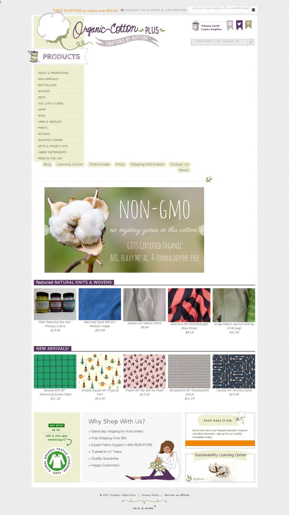 Changes Shopify theme site example organiccottonplus.com