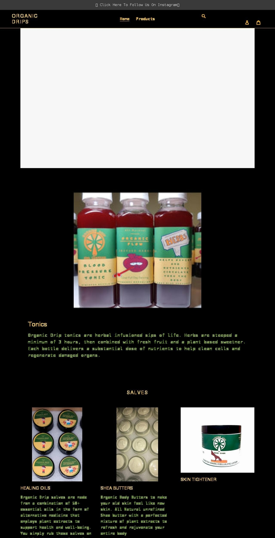 organicdrips.com shopify website screenshot