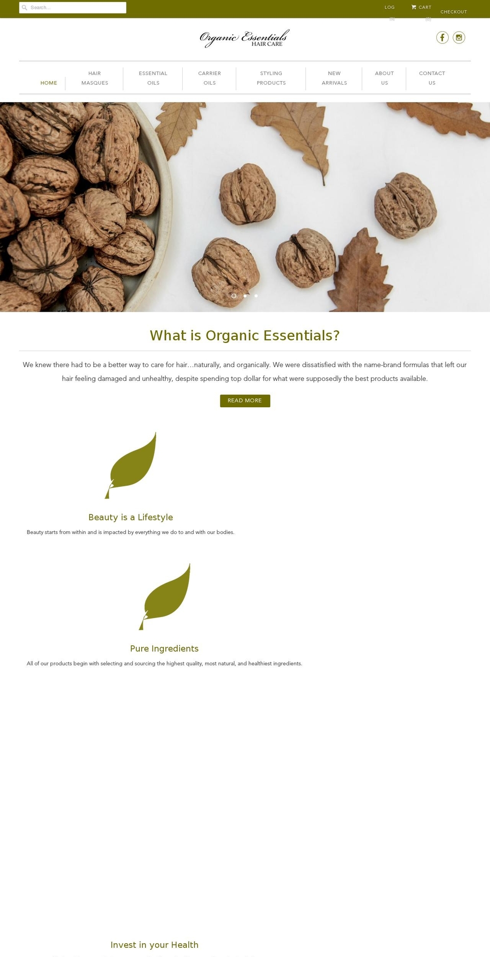 organicessentialshaircare.com — Shopify storefront screenshot