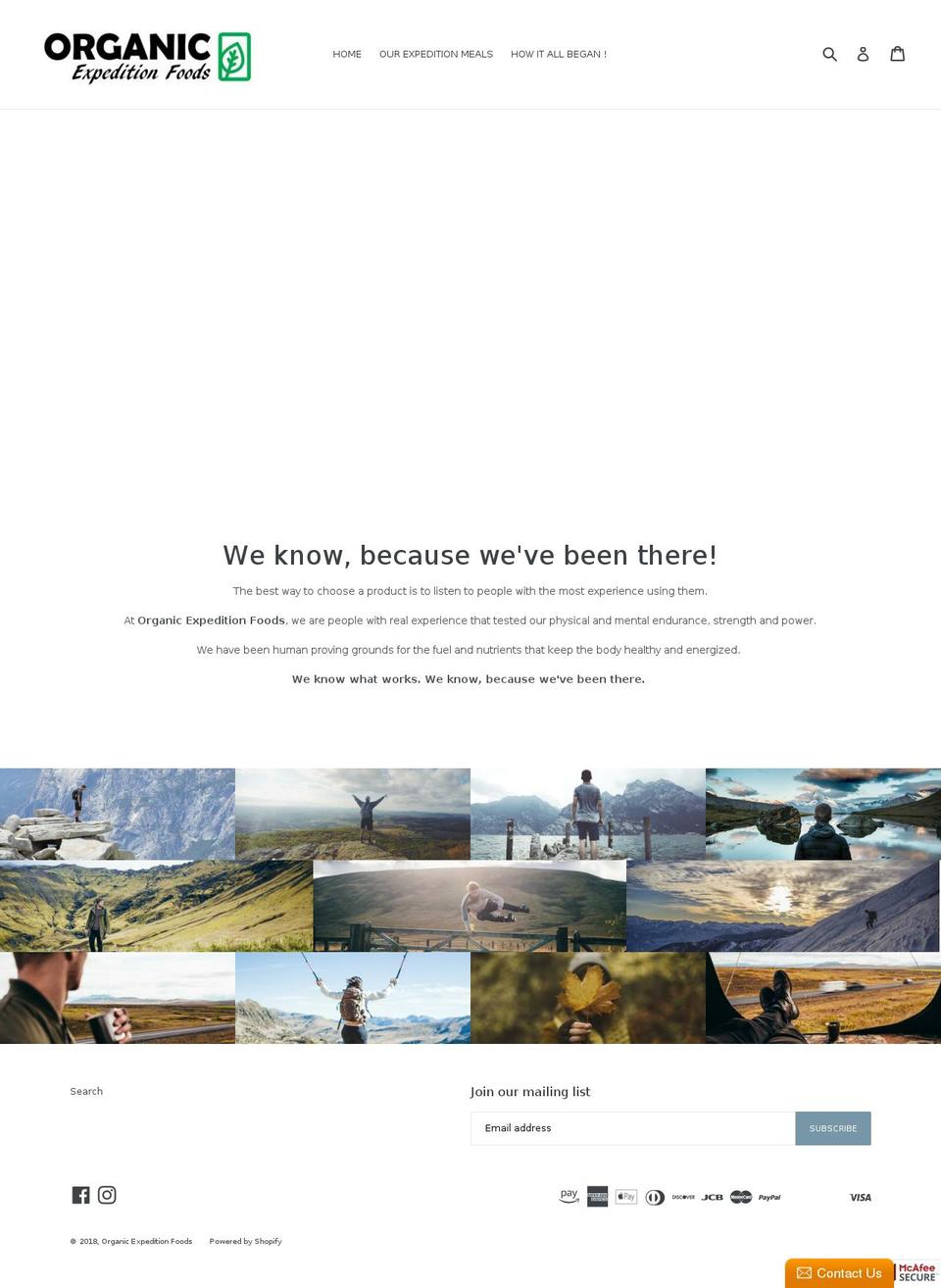 organicexpeditionfoods.com — Shopify storefront screenshot