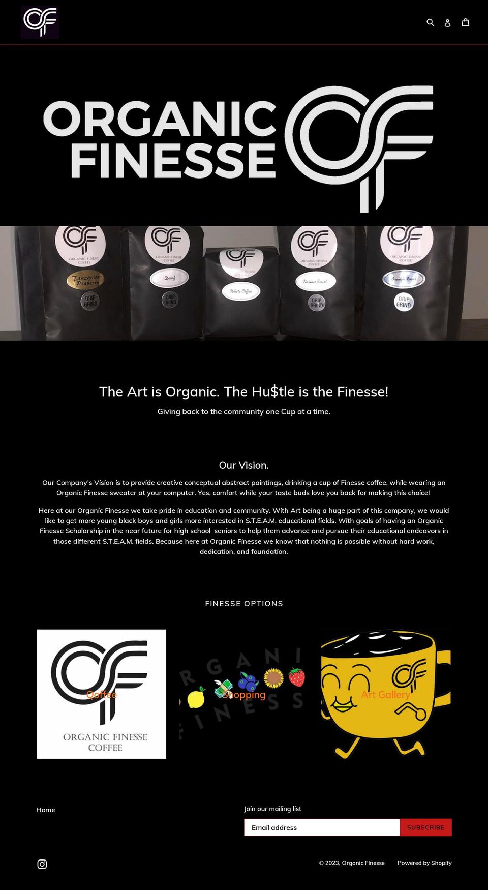 organicfinesse.com shopify website screenshot