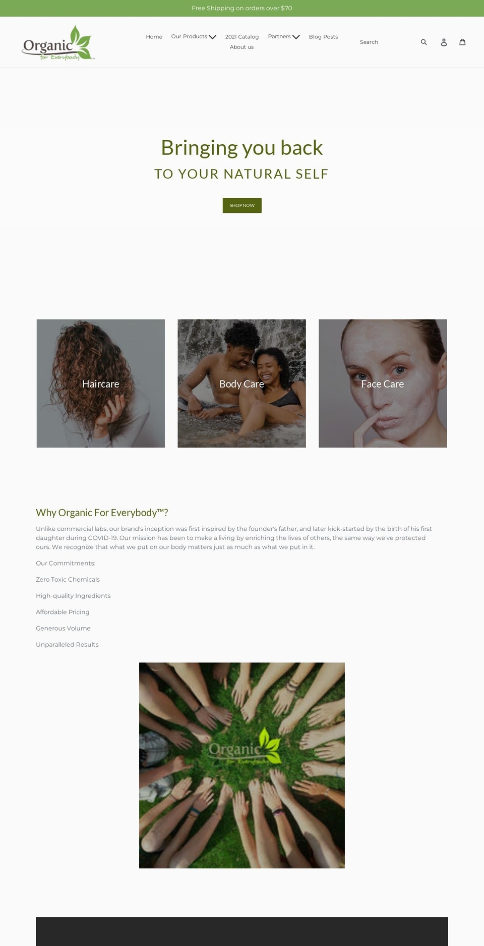 organicforeverybody.com shopify website screenshot