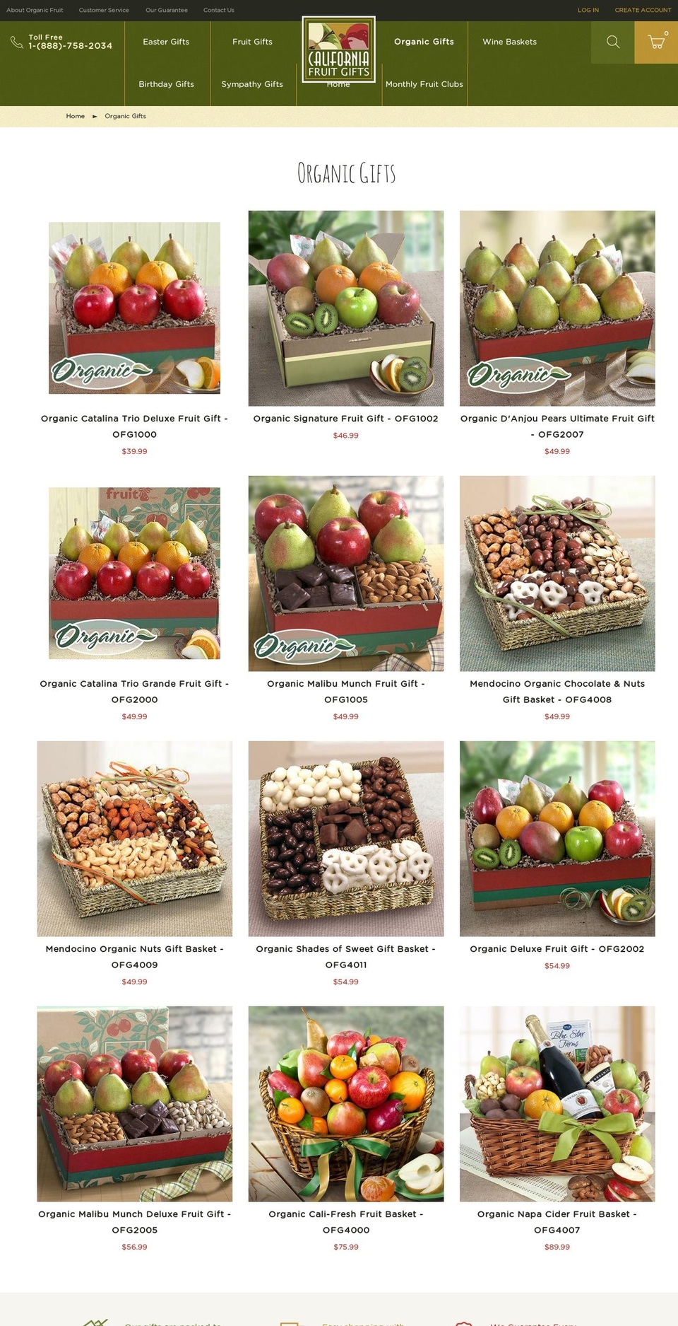 organicfruitgifts.com shopify website screenshot