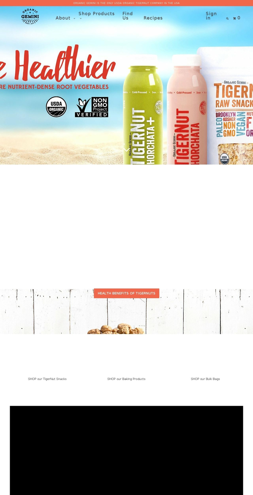 organicgeminitigernuts.com — Shopify storefront screenshot
