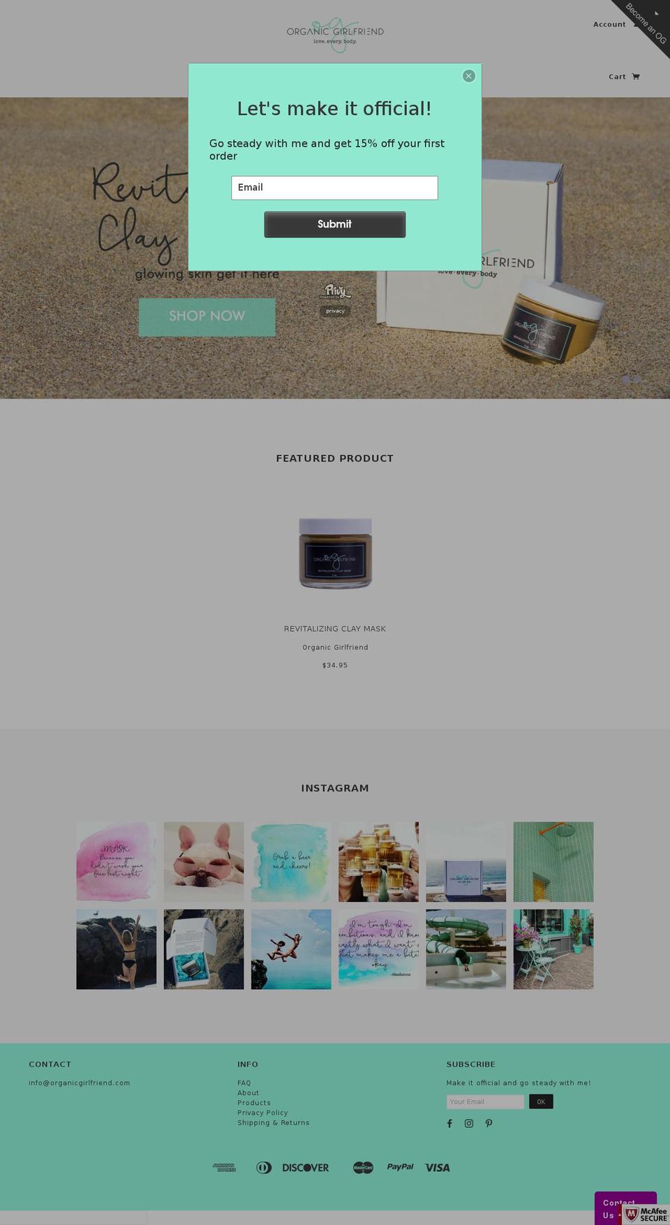 organicgirlfriend.com shopify website screenshot