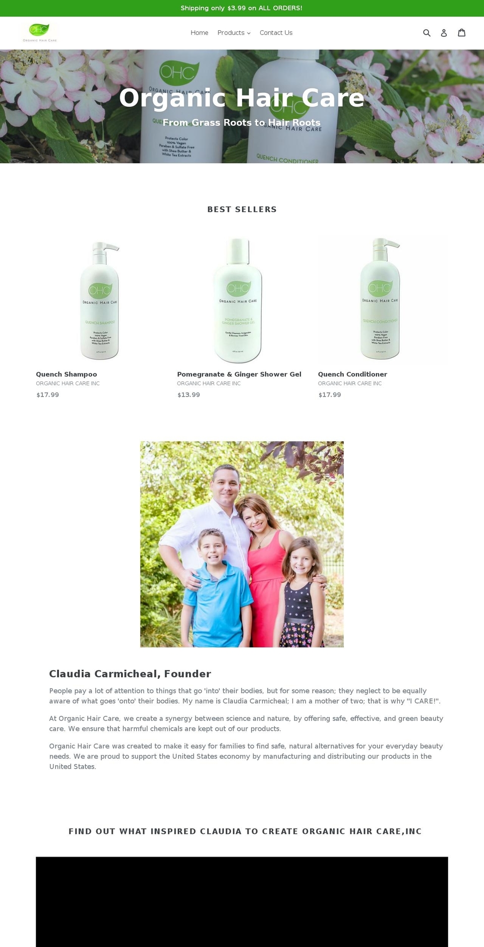 organichaircare.com shopify website screenshot