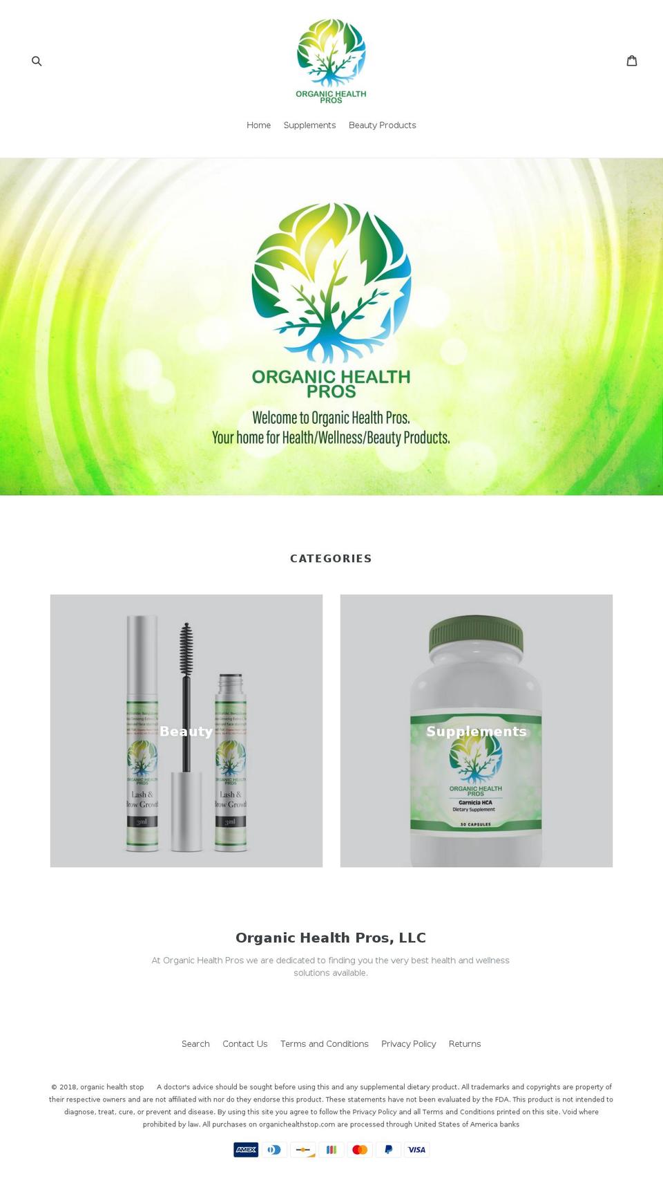 organichealthstop.com — Shopify storefront screenshot